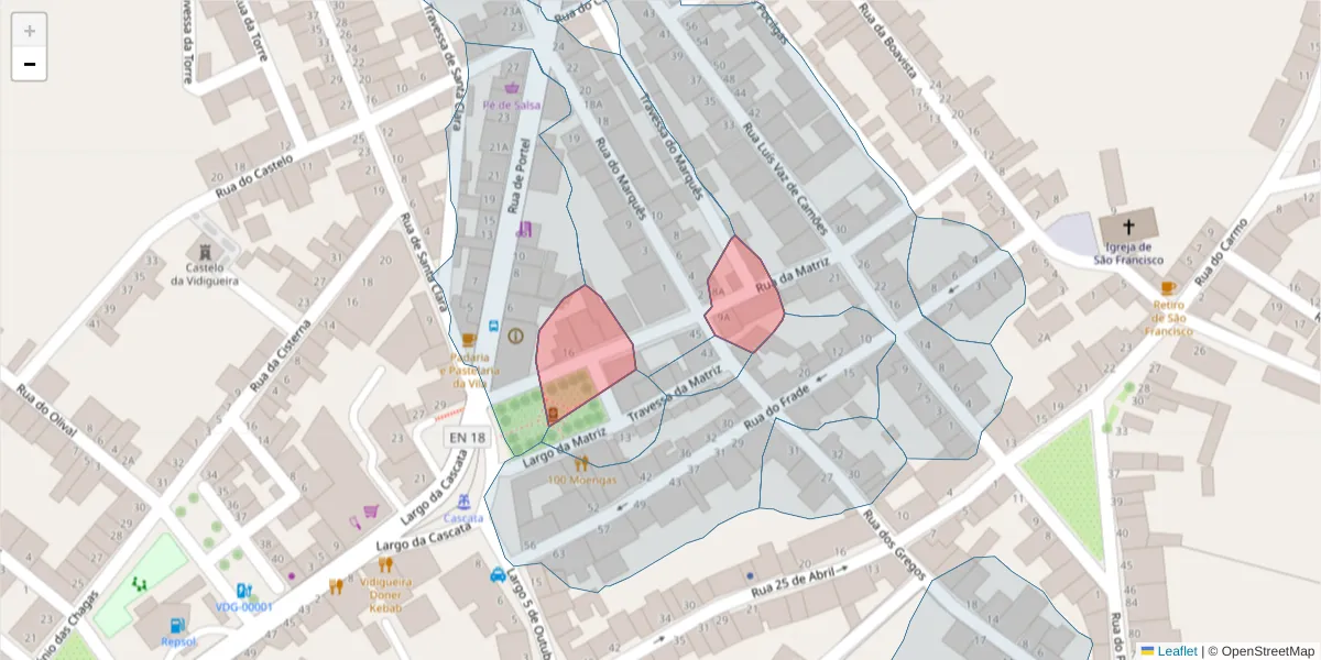 Mapa detalhado do código postal 7960-242 com limites, códigos postais vizinhos e agências dos correios
