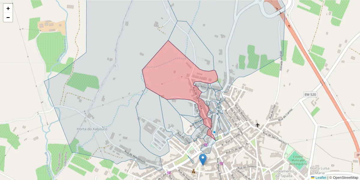 Mapa detalhado do código postal 7960-248 com limites, códigos postais vizinhos e agências dos correios