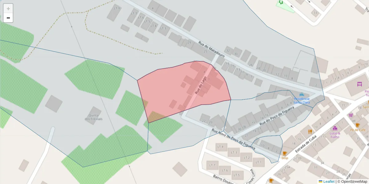 Mapa detalhado do código postal 7960-258 com limites, códigos postais vizinhos e agências dos correios