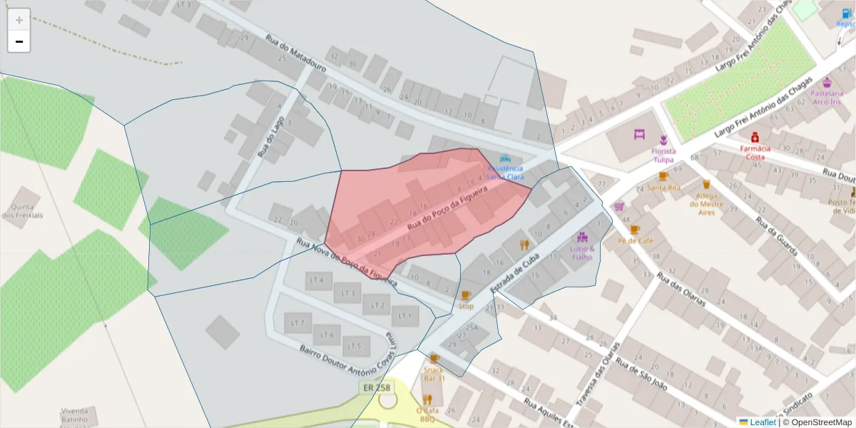Mapa detalhado do código postal 7960-267 com limites, códigos postais vizinhos e agências dos correios