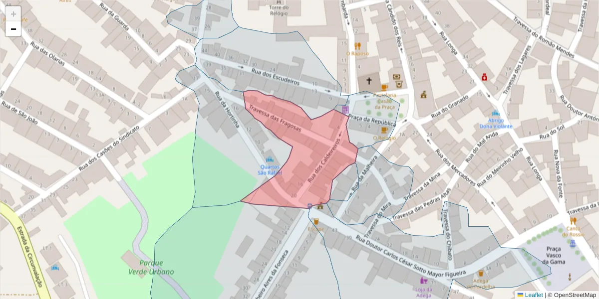 Mapa detalhado do código postal 7960-271 com limites, códigos postais vizinhos e agências dos correios
