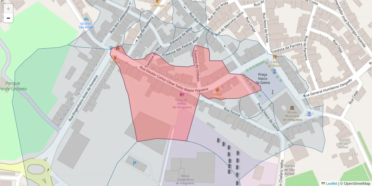 Mapa detalhado do código postal 7960-276 com limites, códigos postais vizinhos e agências dos correios