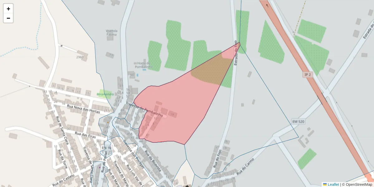 Mapa detalhado do código postal 7960-302 com limites, códigos postais vizinhos e agências dos correios