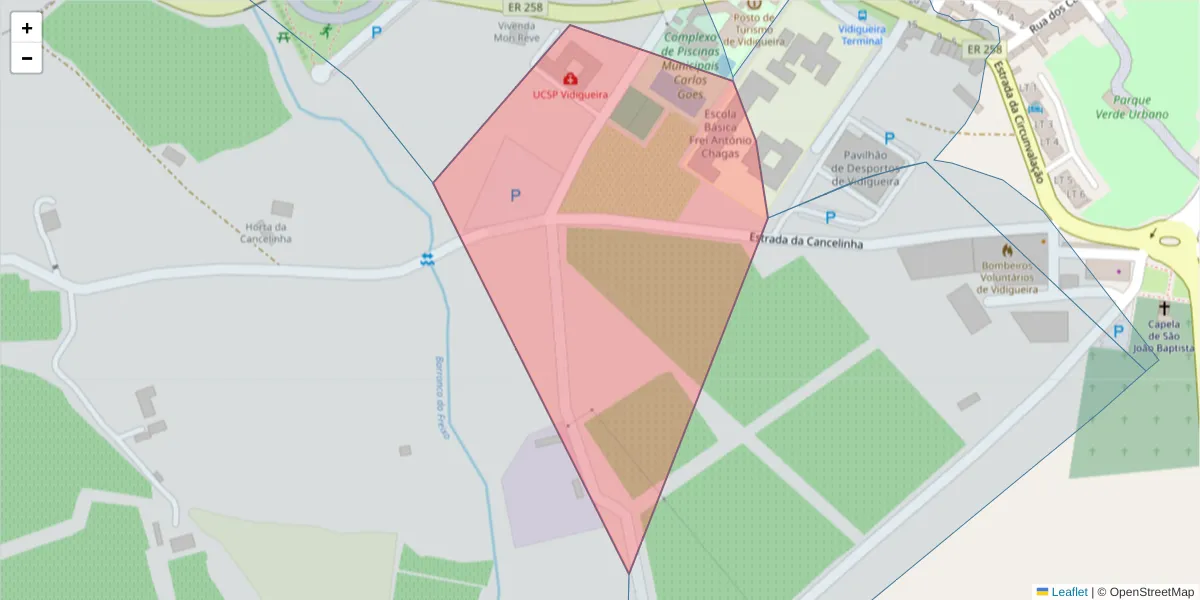 Mapa detalhado do código postal 7960-315 com limites, códigos postais vizinhos e agências dos correios
