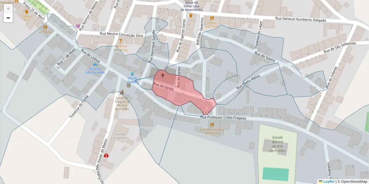 Mapa detalhado do código postal 7960-427 com limites, códigos postais vizinhos e agências dos correios