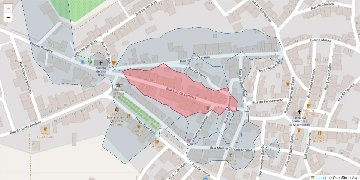 Mapa detalhado do código postal 7960-431 com limites, códigos postais vizinhos e agências dos correios