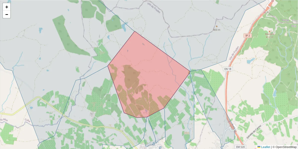 Mapa detalhado do código postal 7960-432;7960-000 com limites, códigos postais vizinhos e agências dos correios