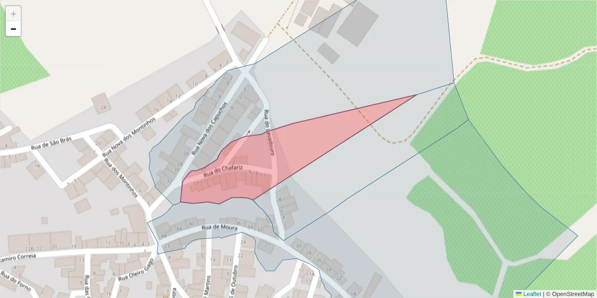 Mapa detalhado do código postal 7960-438 com limites, códigos postais vizinhos e agências dos correios