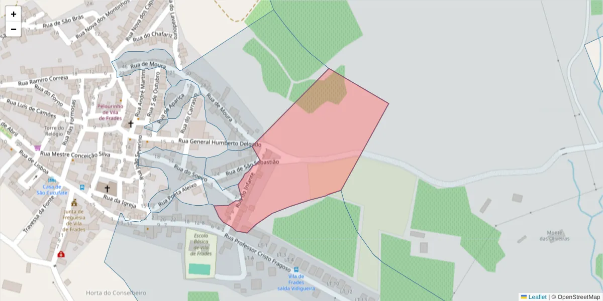 Mapa detalhado do código postal 7960-440 com limites, códigos postais vizinhos e agências dos correios