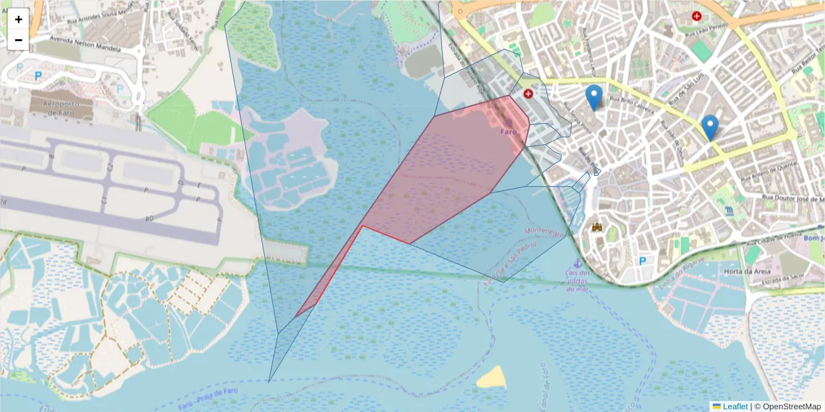 Mapa detalhado do código postal 8000-133 com limites, códigos postais vizinhos e agências dos correios