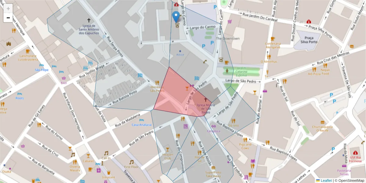 Mapa detalhado do código postal 8000-145 com limites, códigos postais vizinhos e agências dos correios