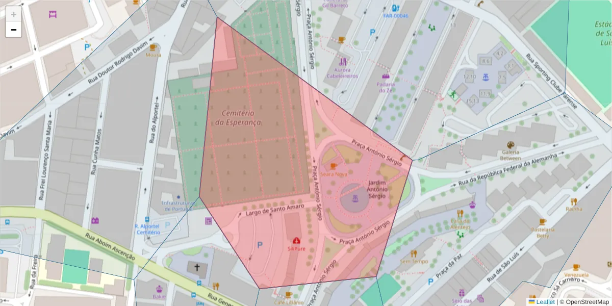 Mapa detalhado do código postal 8000-162 com limites, códigos postais vizinhos e agências dos correios