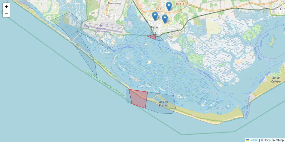 Mapa detalhado do código postal 8000-243 com limites, códigos postais vizinhos e agências dos correios