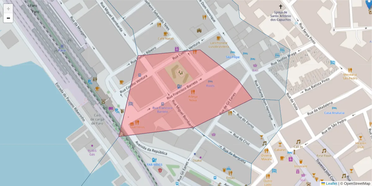 Mapa detalhado do código postal 8000-344 com limites, códigos postais vizinhos e agências dos correios