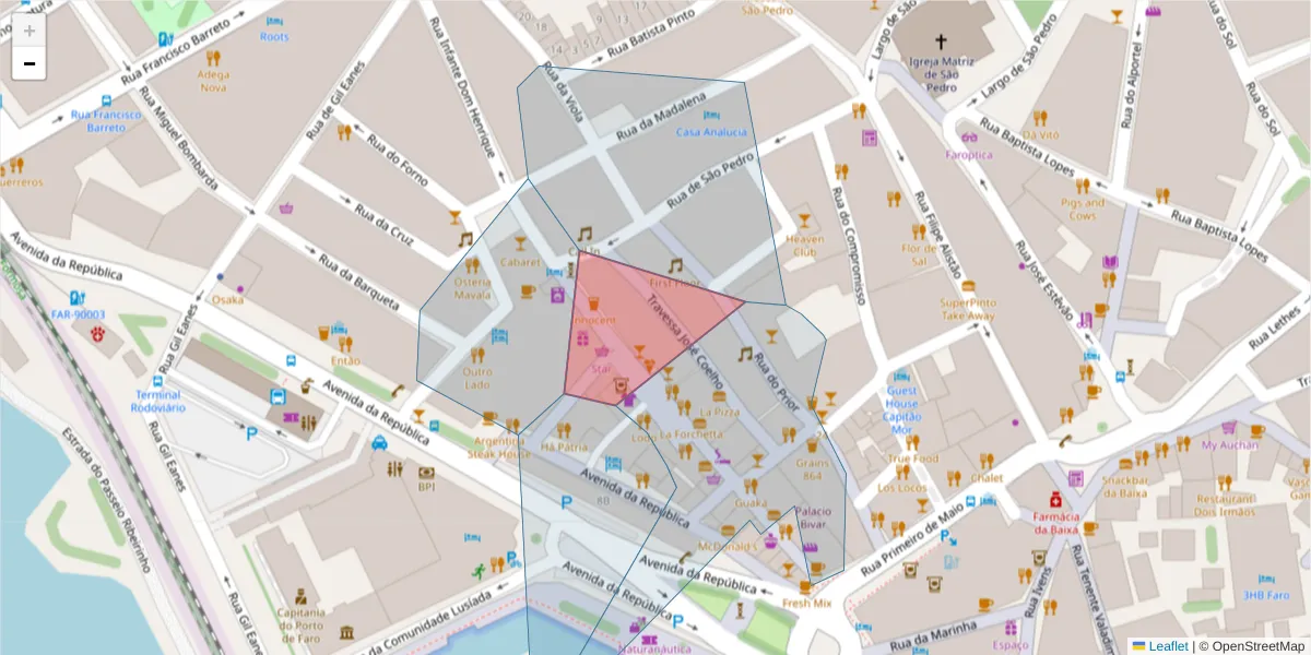 Mapa detalhado do código postal 8000-476 com limites, códigos postais vizinhos e agências dos correios