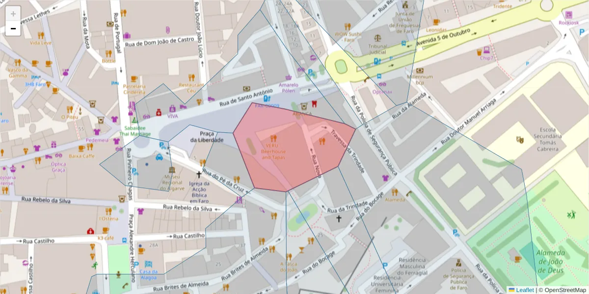 Mapa detalhado do código postal 8000-480 com limites, códigos postais vizinhos e agências dos correios