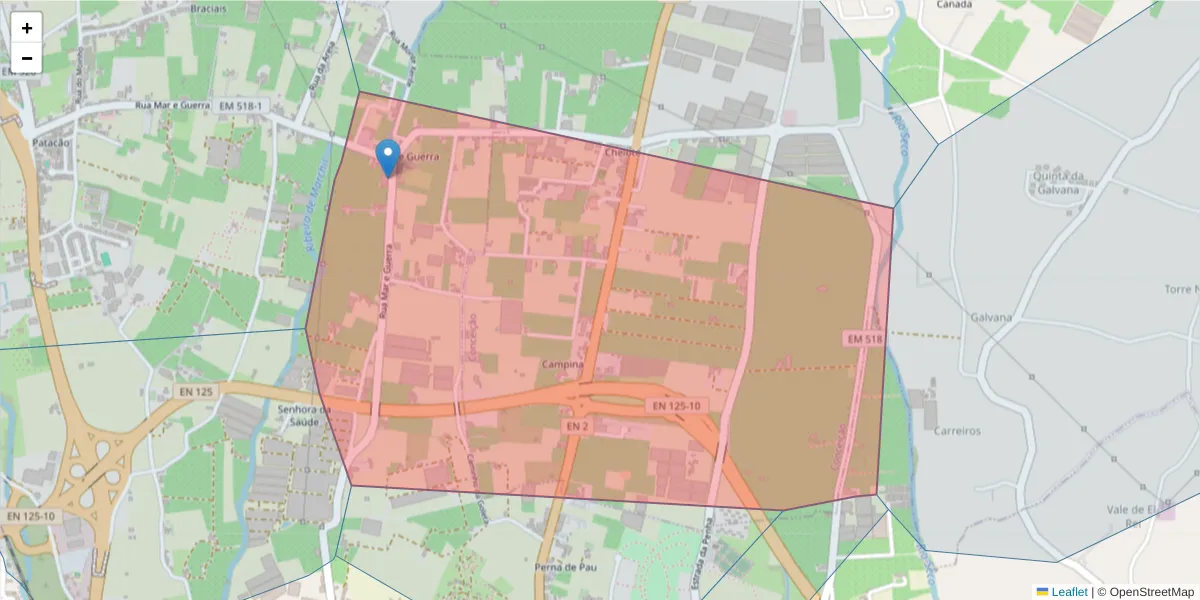 Mapa detalhado do código postal 8000-606 com limites, códigos postais vizinhos e agências dos correios
