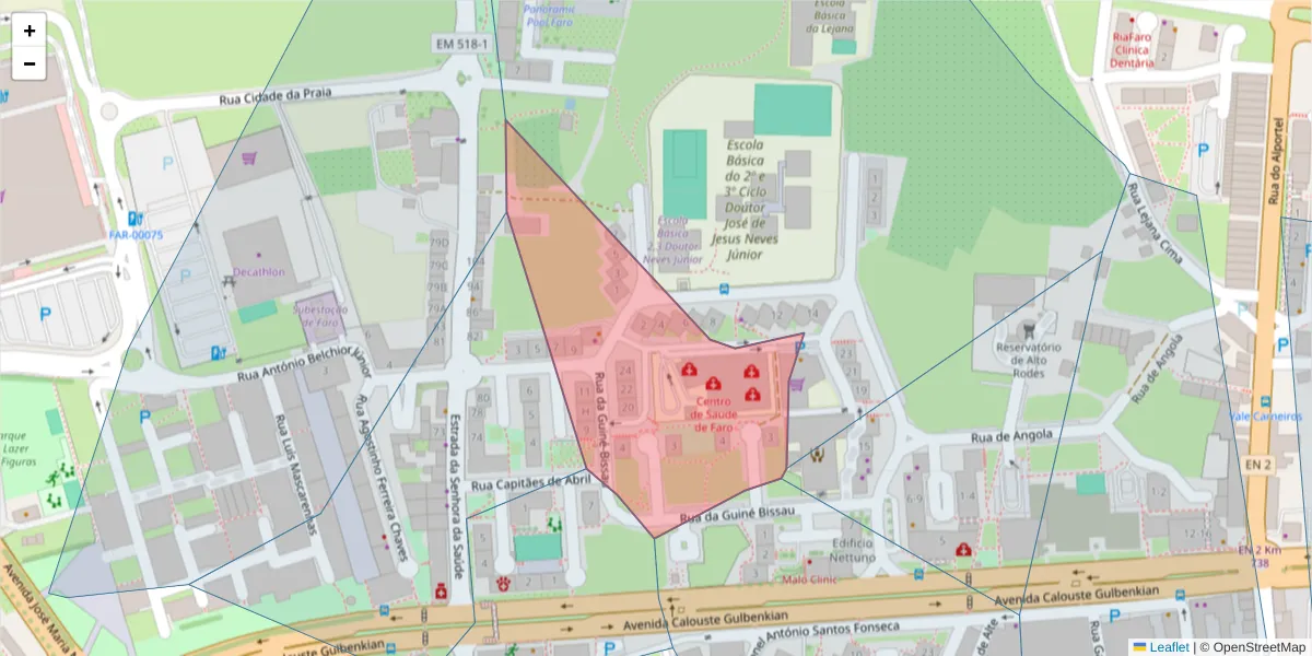 Mapa detalhado do código postal 8009-003 com limites, códigos postais vizinhos e agências dos correios