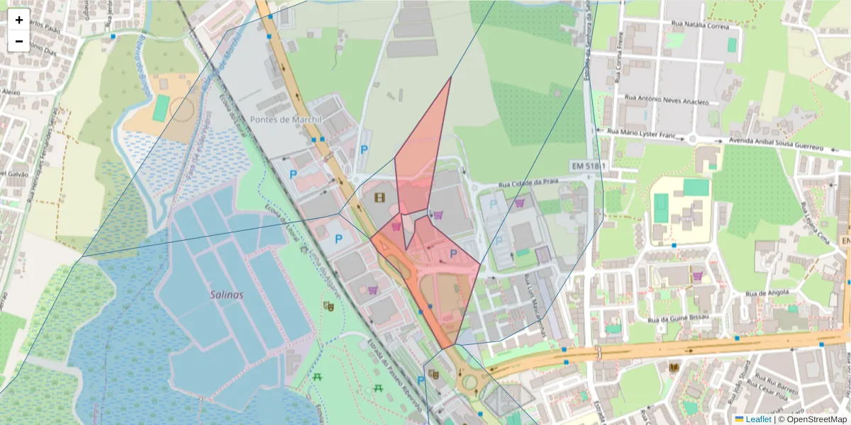 Mapa detalhado do código postal 8009-020 com limites, códigos postais vizinhos e agências dos correios