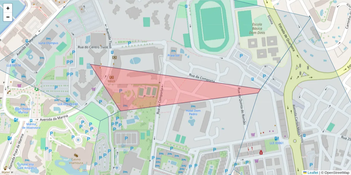 Mapa detalhado do código postal 8125-403 com limites, códigos postais vizinhos e agências dos correios