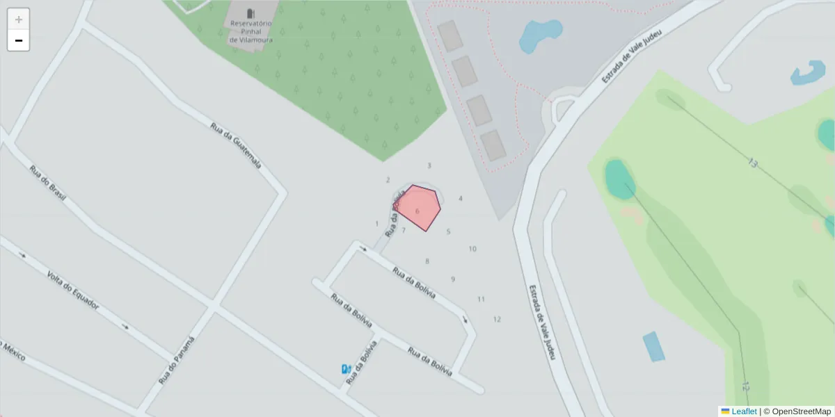 Mapa detalhado do código postal 8125-447 com limites, códigos postais vizinhos e agências dos correios