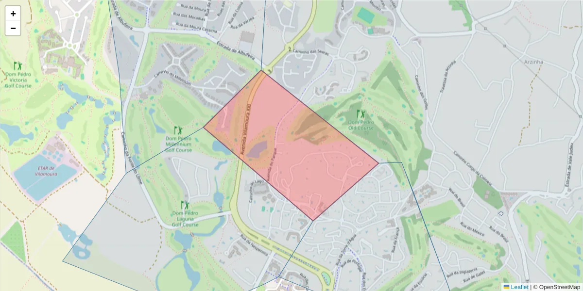 Mapa detalhado do código postal 8125-526 com limites, códigos postais vizinhos e agências dos correios