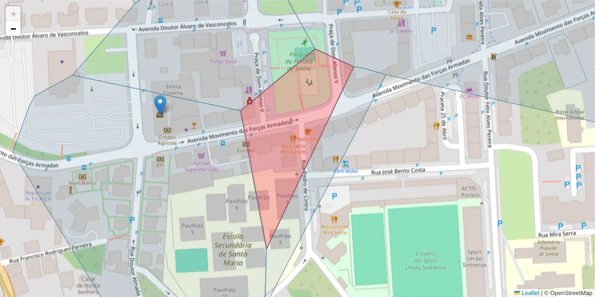 Mapa detalhado do código postal 8150 com limites, códigos postais vizinhos e agências dos correios