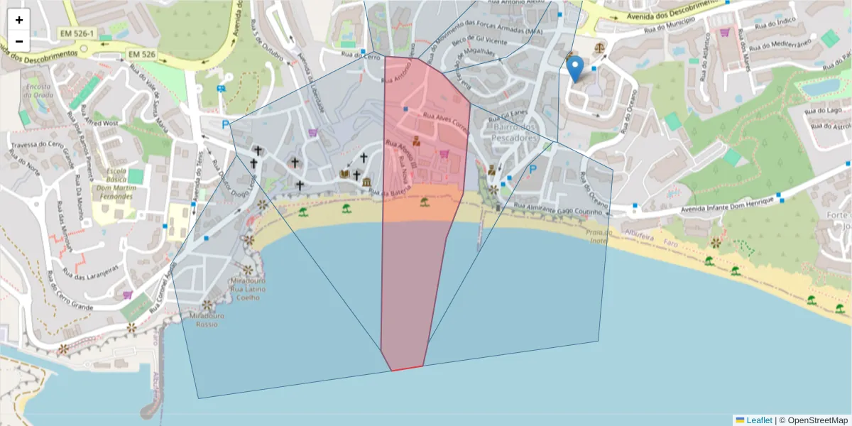 Mapa detalhado do código postal 8200-162 com limites, códigos postais vizinhos e agências dos correios