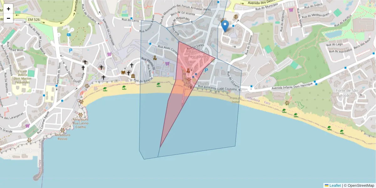 Mapa detalhado do código postal 8200-176 com limites, códigos postais vizinhos e agências dos correios