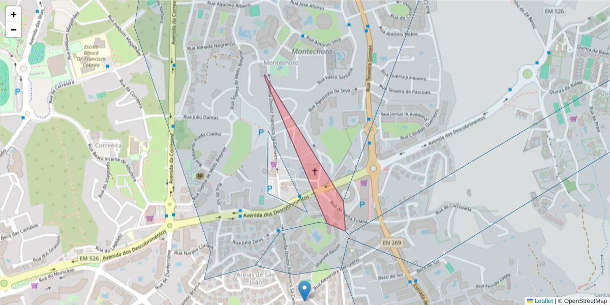 Mapa detalhado do código postal 8200-356 com limites, códigos postais vizinhos e agências dos correios