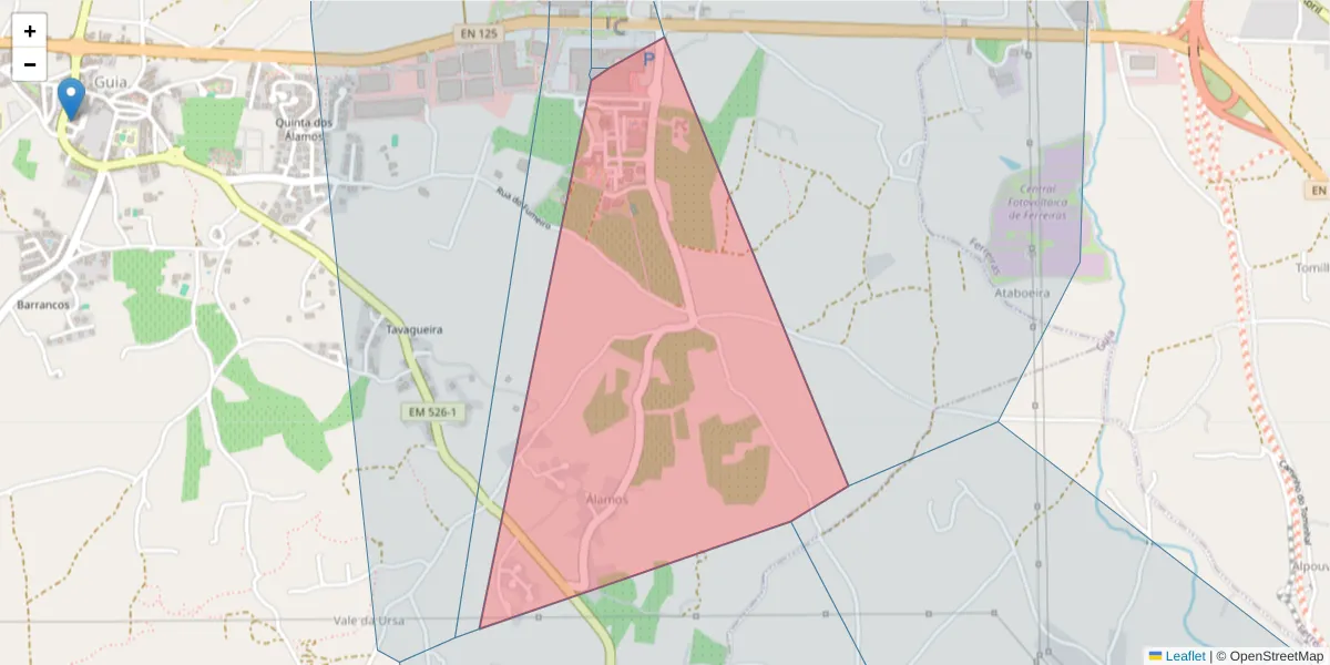 Mapa detalhado do código postal 8200-417 com limites, códigos postais vizinhos e agências dos correios