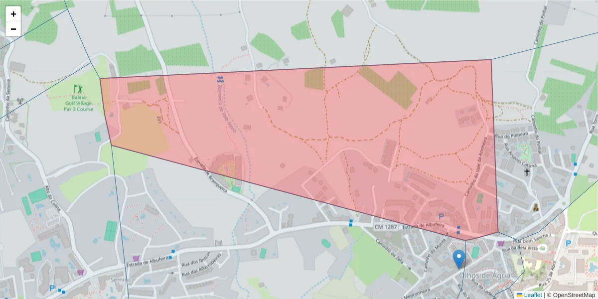 Mapa detalhado do código postal 8200-633 com limites, códigos postais vizinhos e agências dos correios