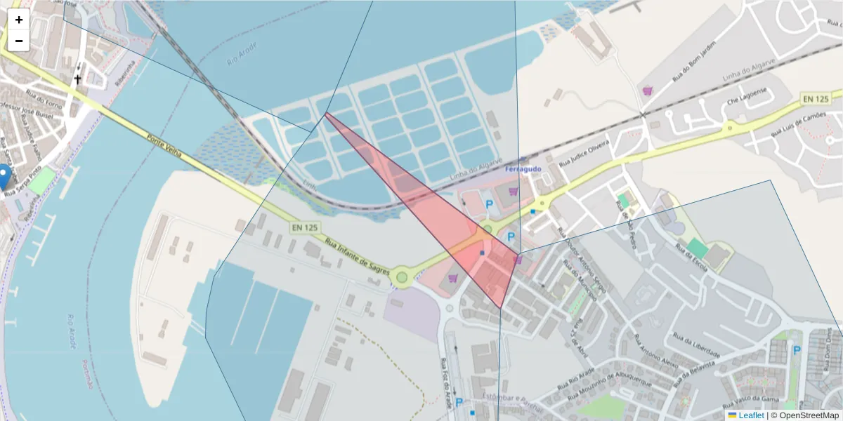 Mapa detalhado do código postal 8400-320 com limites, códigos postais vizinhos e agências dos correios