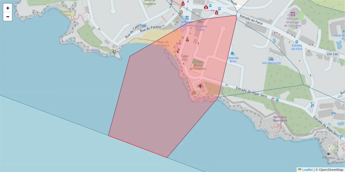 Mapa detalhado do código postal 8400-513 com limites, códigos postais vizinhos e agências dos correios
