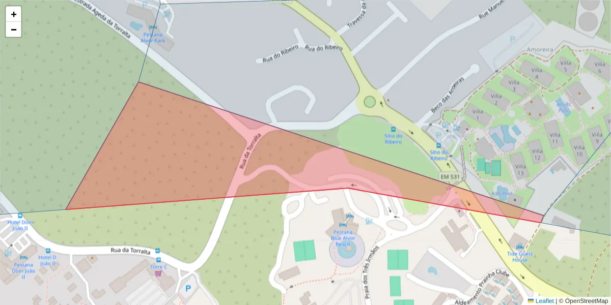 Mapa detalhado do código postal 8500-088 com limites, códigos postais vizinhos e agências dos correios