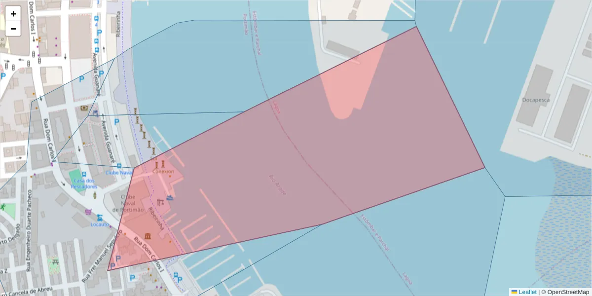 Mapa detalhado do código postal 8500-500 com limites, códigos postais vizinhos e agências dos correios