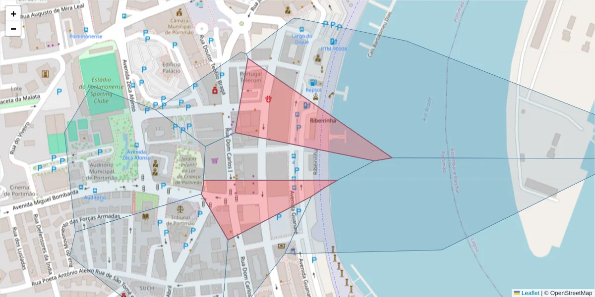Mapa detalhado do código postal 8500-502 com limites, códigos postais vizinhos e agências dos correios