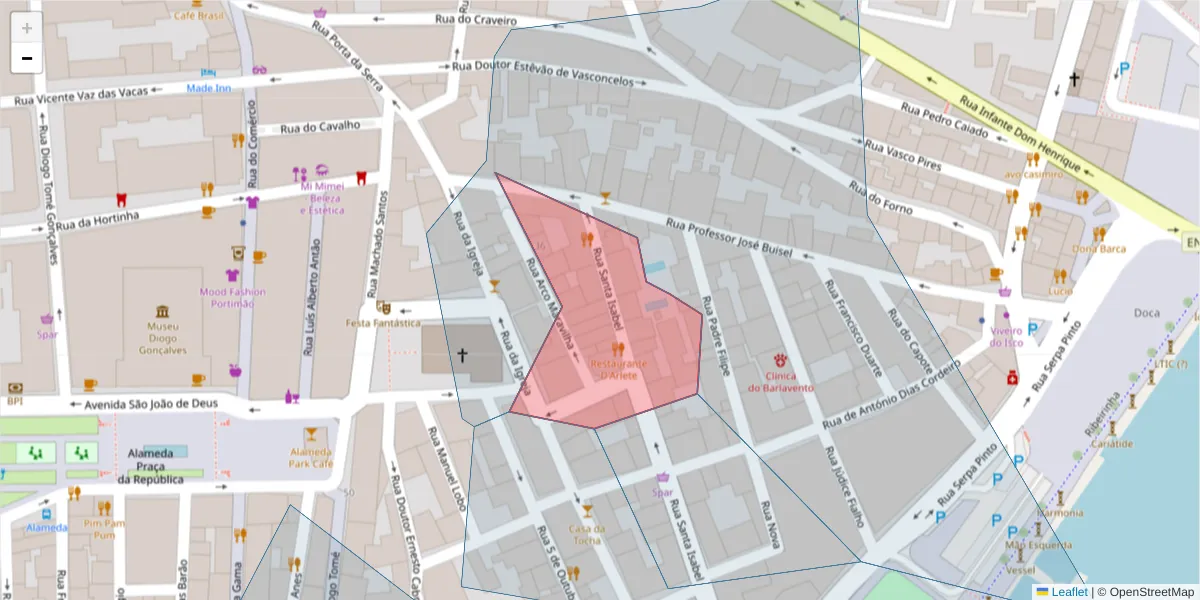 Mapa detalhado do código postal 8500-612 com limites, códigos postais vizinhos e agências dos correios