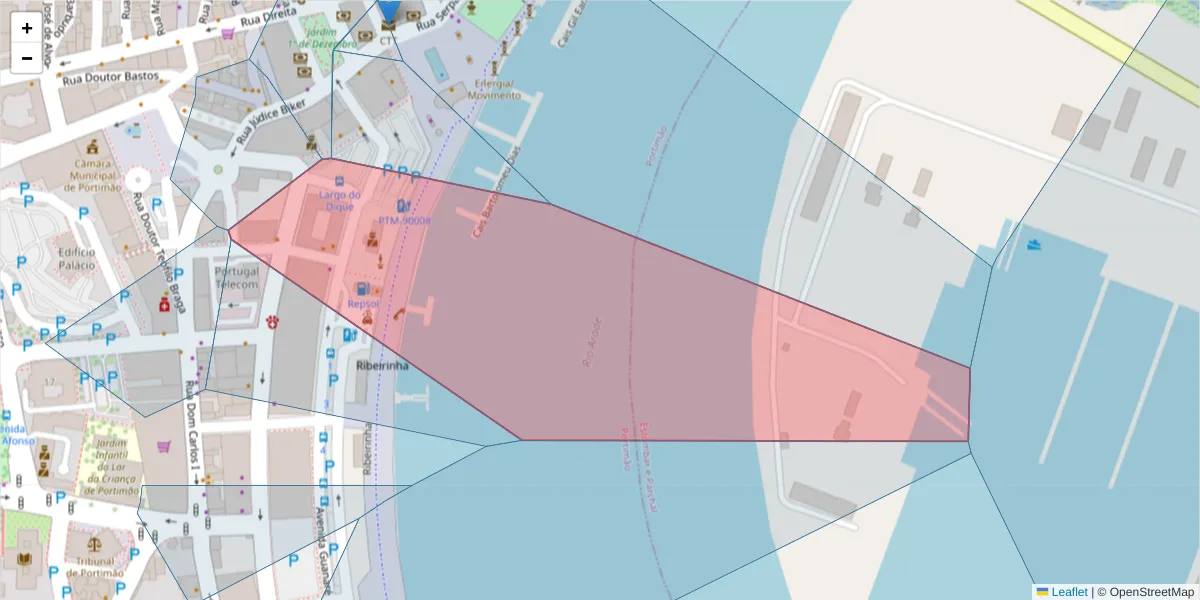 Mapa detalhado do código postal 8500-657 com limites, códigos postais vizinhos e agências dos correios
