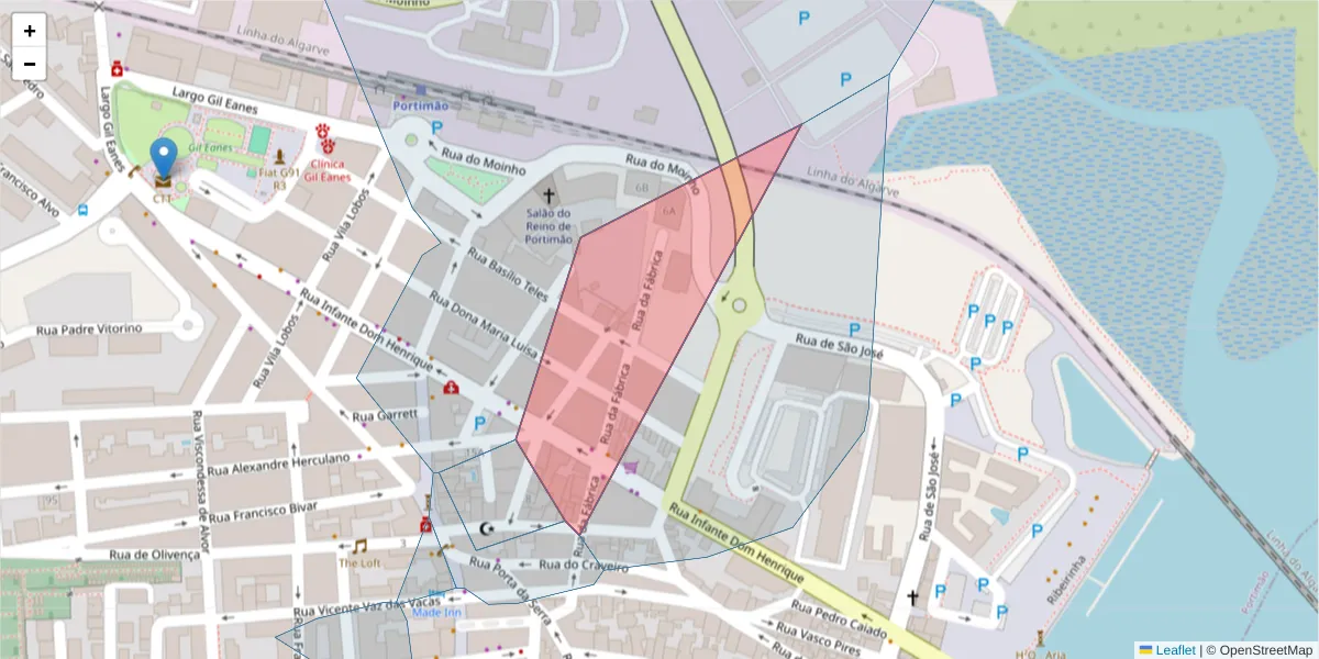 Mapa detalhado do código postal 8500-692 com limites, códigos postais vizinhos e agências dos correios