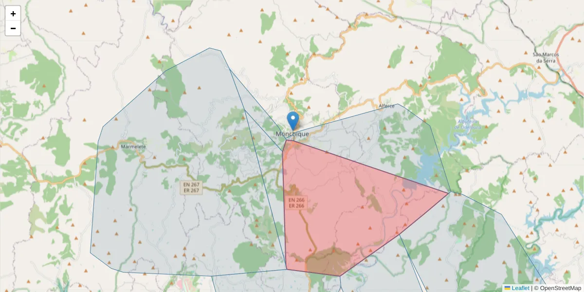 Mapa detalhado do código postal 8550-328 com limites, códigos postais vizinhos e agências dos correios