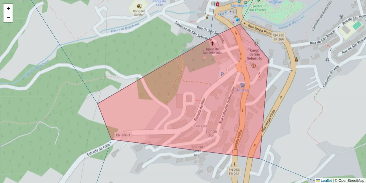 Mapa detalhado do código postal 8550-462 com limites, códigos postais vizinhos e agências dos correios