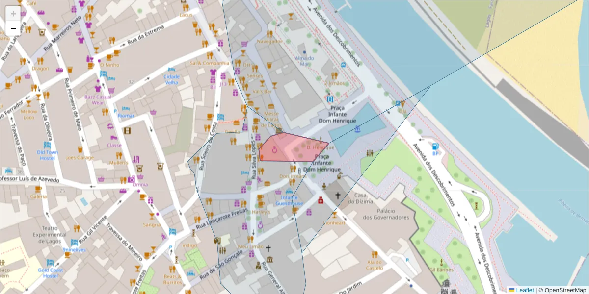 Mapa detalhado do código postal 8600-263 com limites, códigos postais vizinhos e agências dos correios