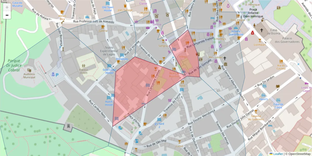Mapa detalhado do código postal 8600-605 com limites, códigos postais vizinhos e agências dos correios