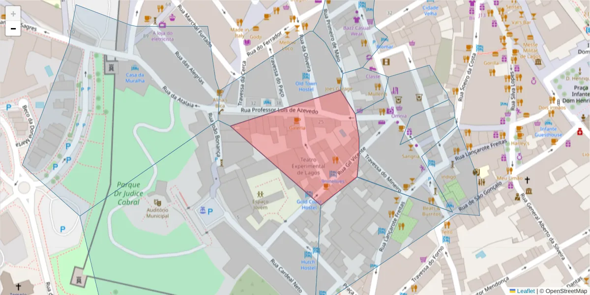 Mapa detalhado do código postal 8600-617 com limites, códigos postais vizinhos e agências dos correios