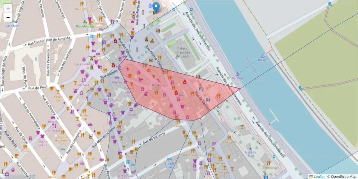 Mapa detalhado do código postal 8600-748 com limites, códigos postais vizinhos e agências dos correios