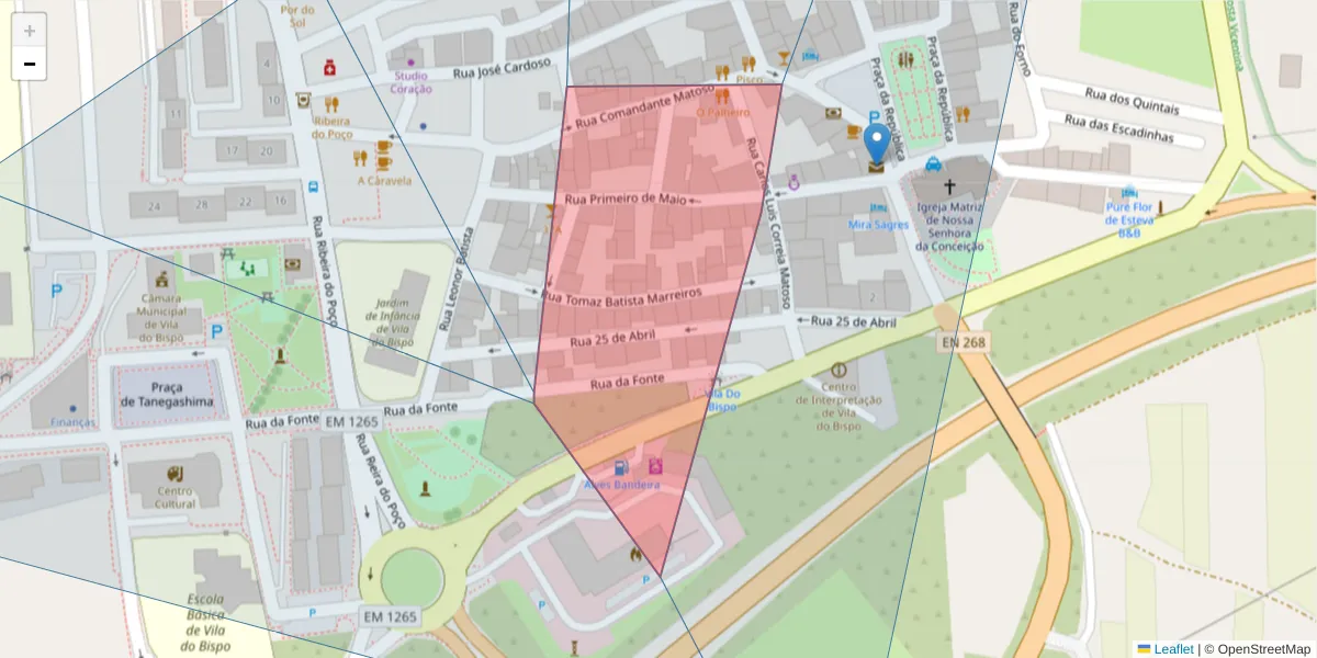 Mapa detalhado do código postal 8650-411 com limites, códigos postais vizinhos e agências dos correios