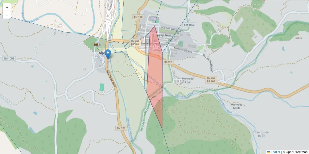 Mapa detalhado do código postal 8670-063 com limites, códigos postais vizinhos e agências dos correios