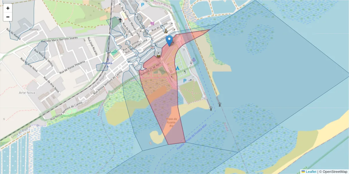 Mapa detalhado do código postal 8700-011 com limites, códigos postais vizinhos e agências dos correios