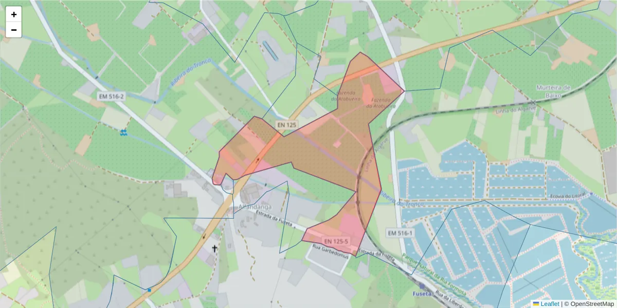 Mapa detalhado do código postal 8700-061 com limites, códigos postais vizinhos e agências dos correios